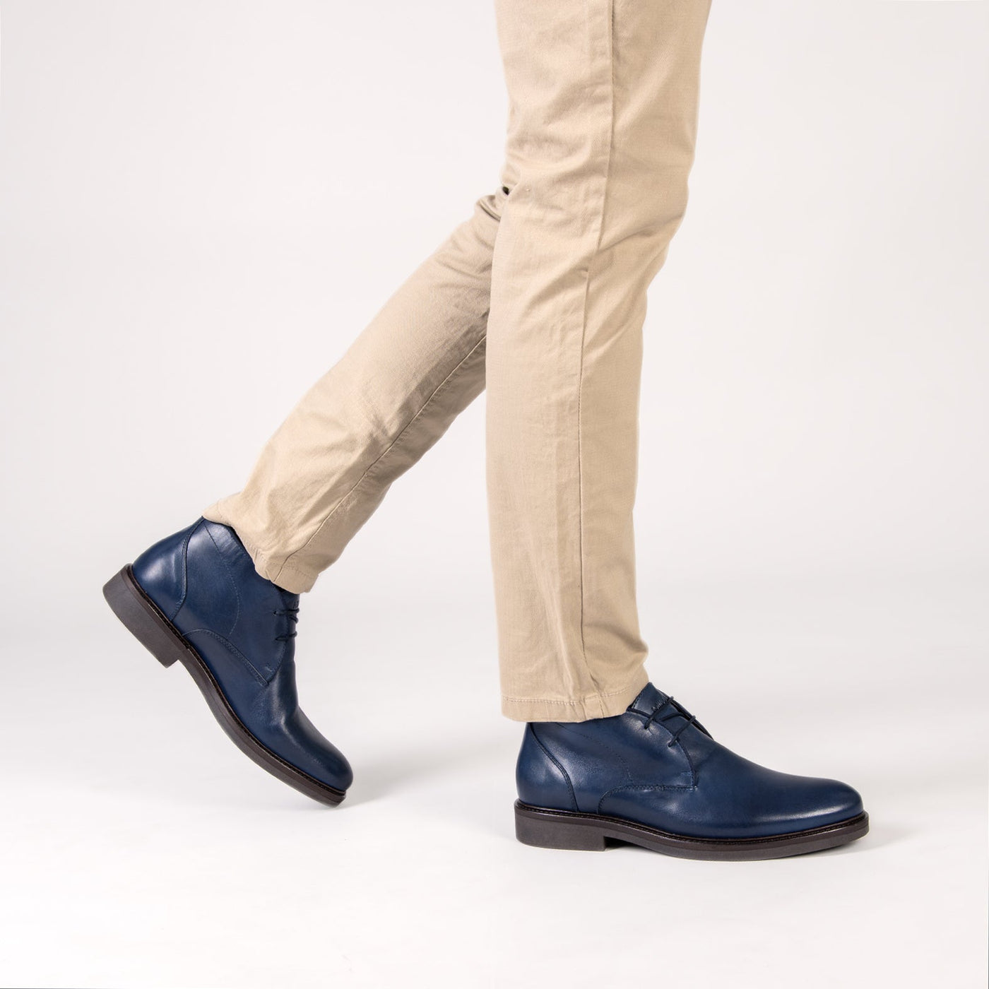 CERVANTES –  Chaussures à lacets en cuir BLEU MARINE pour homme