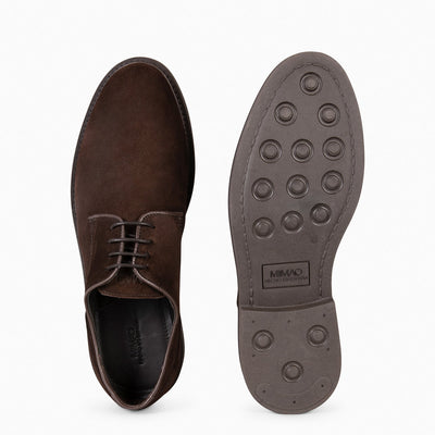 ALONSO  – Chaussures à lacets en daim MARRON pour homme