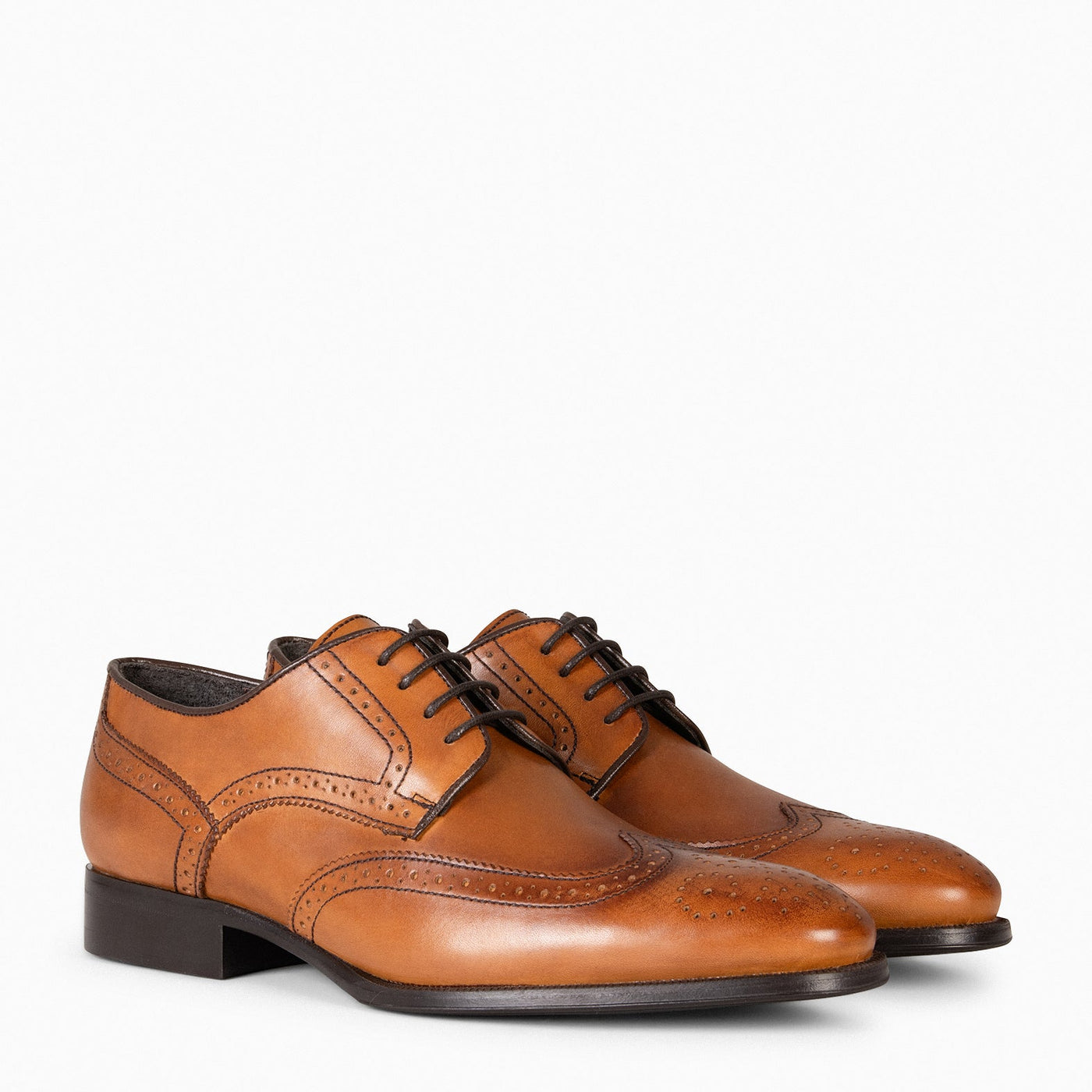 LOPE – Derby brogues pour homme en cuir CAMEL