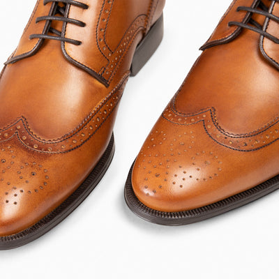 LOPE – Derby brogues pour homme en cuir CAMEL