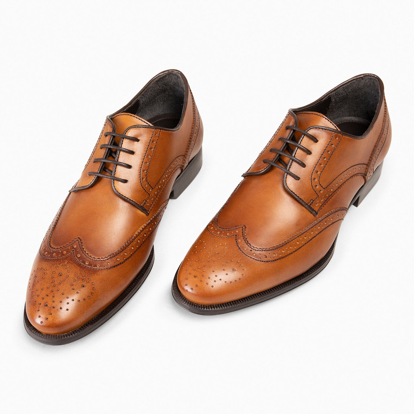 LOPE – Derby brogues pour homme en cuir CAMEL